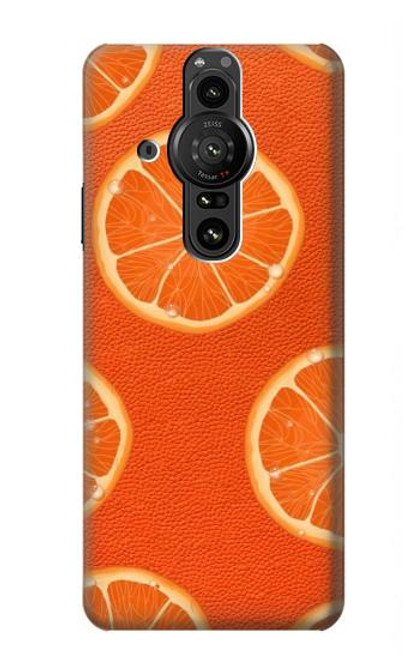 W3946 Seamless Orange Pattern Hülle Schutzhülle Taschen und Leder Flip für Sony Xperia Pro-I