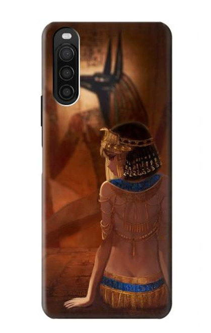W3919 Egyptian Queen Cleopatra Anubis Hülle Schutzhülle Taschen und Leder Flip für Sony Xperia 10 III