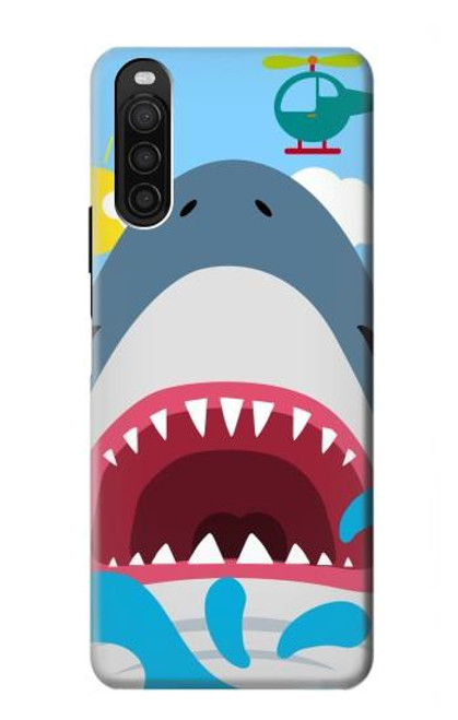 W3947 Shark Helicopter Cartoon Hülle Schutzhülle Taschen und Leder Flip für Sony Xperia 10 III