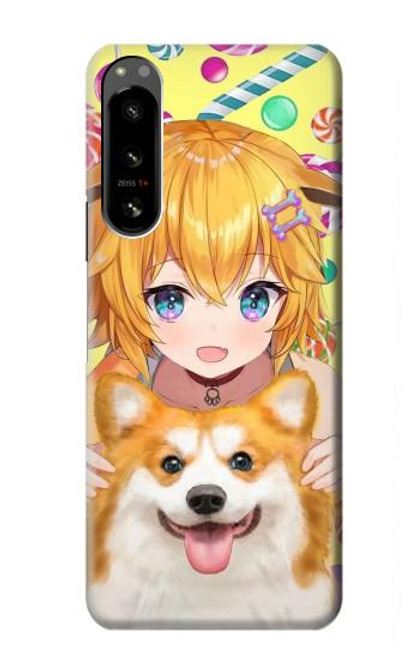 W3918 Baby Corgi Dog Corgi Girl Candy Hülle Schutzhülle Taschen und Leder Flip für Sony Xperia 5 IV