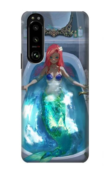 W3912 Cute Little Mermaid Aqua Spa Hülle Schutzhülle Taschen und Leder Flip für Sony Xperia 5 III