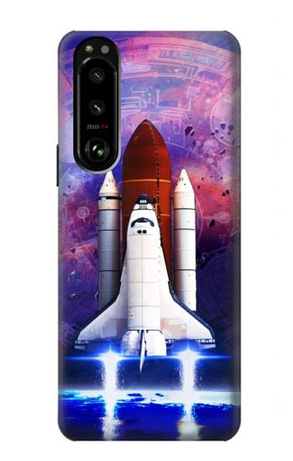 W3913 Colorful Nebula Space Shuttle Hülle Schutzhülle Taschen und Leder Flip für Sony Xperia 5 III