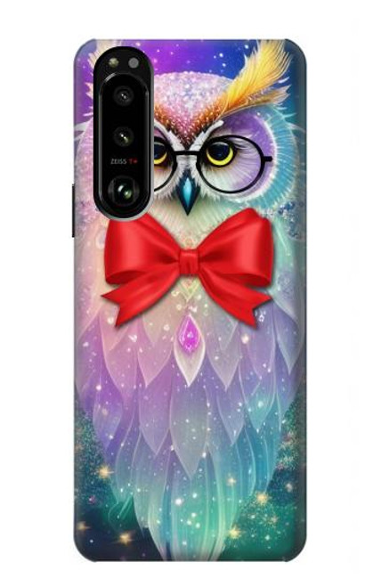 W3934 Fantasy Nerd Owl Hülle Schutzhülle Taschen und Leder Flip für Sony Xperia 5 III