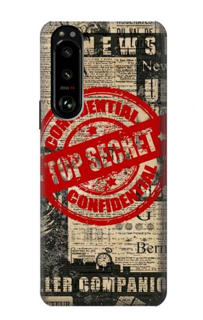 W3937 Text Top Secret Art Vintage Hülle Schutzhülle Taschen und Leder Flip für Sony Xperia 5 III