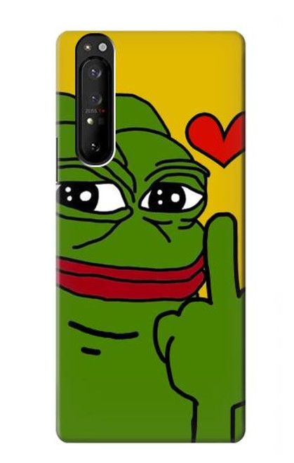 W3945 Pepe Love Middle Finger Hülle Schutzhülle Taschen und Leder Flip für Sony Xperia 1 III