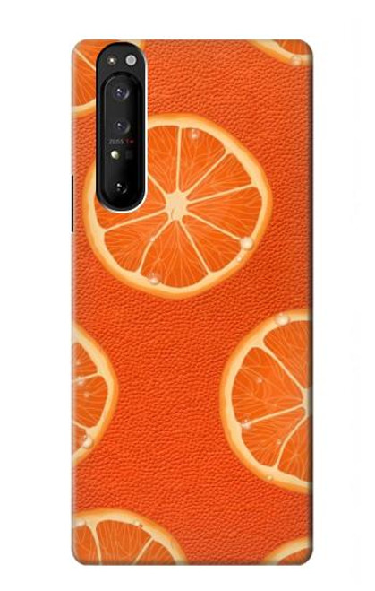 W3946 Seamless Orange Pattern Hülle Schutzhülle Taschen und Leder Flip für Sony Xperia 1 III