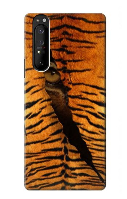 W3951 Tiger Eye Tear Marks Hülle Schutzhülle Taschen und Leder Flip für Sony Xperia 1 III