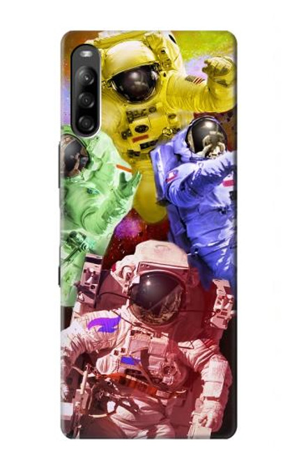 W3914 Colorful Nebula Astronaut Suit Galaxy Hülle Schutzhülle Taschen und Leder Flip für Sony Xperia L4