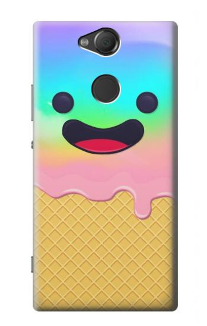 W3939 Ice Cream Cute Smile Hülle Schutzhülle Taschen und Leder Flip für Sony Xperia XA2