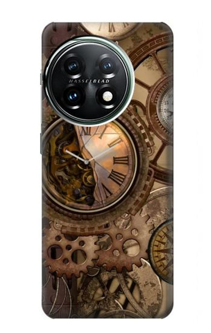 W3927 Compass Clock Gage Steampunk Hülle Schutzhülle Taschen und Leder Flip für OnePlus 11