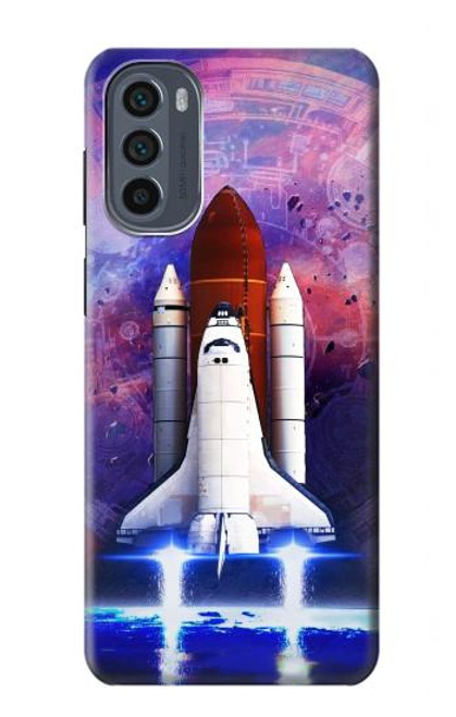 W3913 Colorful Nebula Space Shuttle Hülle Schutzhülle Taschen und Leder Flip für Motorola Moto G62 5G