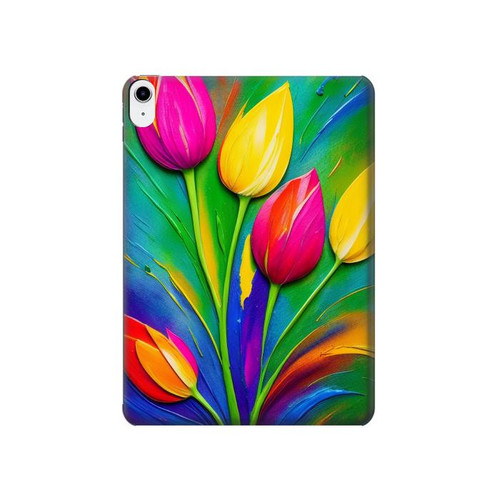 W3926 Colorful Tulip Oil Painting Tablet Hülle Schutzhülle Taschen für iPad 10.9 (2022)