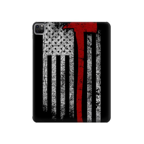 W3958 Firefighter Axe Flag Tablet Hülle Schutzhülle Taschen für iPad Pro 12.9 (2022,2021,2020,2018, 3rd, 4th, 5th, 6th)