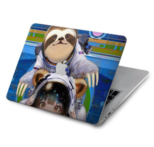 W3915 Raccoon Girl Baby Sloth Astronaut Suit Hülle Schutzhülle Taschen für MacBook Pro 16 M1,M2 (2021,2023) - A2485, A2780