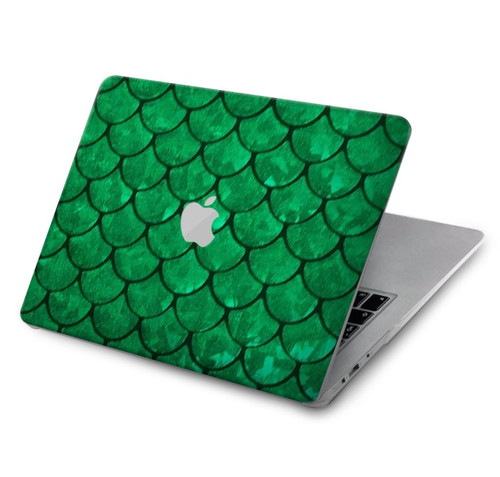 W2704 Green Fish Scale Pattern Graphic Hülle Schutzhülle Taschen für MacBook Air 15″ (2023,2024) - A2941, A3114