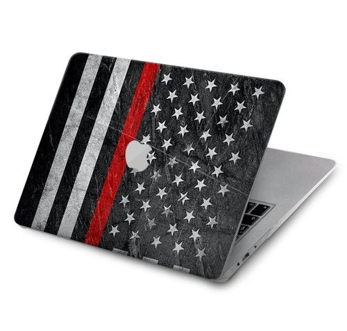 W3687 Firefighter Thin Red Line American Flag Hülle Schutzhülle Taschen für MacBook Air 15″ (2023,2024) - A2941, A3114