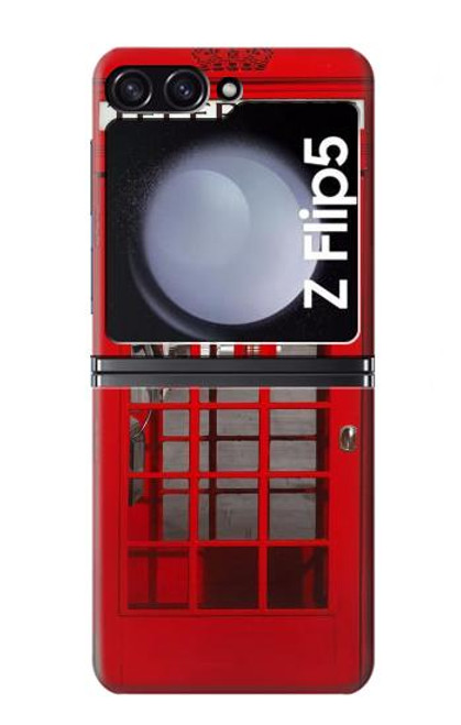 W0058 British Red Telephone Box Hülle Schutzhülle Taschen Flip für Samsung Galaxy Z Flip 5