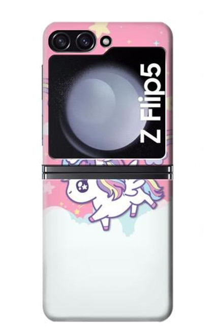W3518 Unicorn Cartoon Hülle Schutzhülle Taschen Flip für Samsung Galaxy Z Flip 5