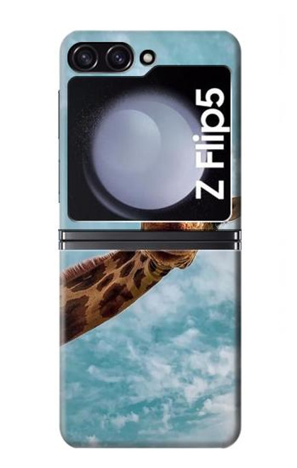 W3680 Cute Smile Giraffe Hülle Schutzhülle Taschen Flip für Samsung Galaxy Z Flip 5