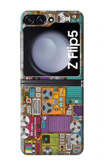 W3879 Retro Music Doodle Hülle Schutzhülle Taschen Flip für Samsung Galaxy Z Flip 5