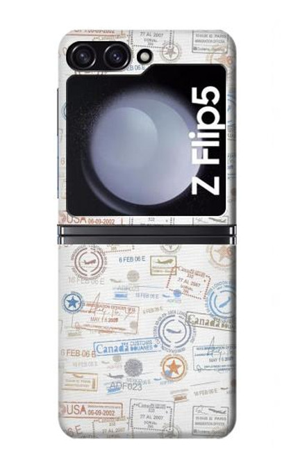 W3903 Travel Stamps Hülle Schutzhülle Taschen Flip für Samsung Galaxy Z Flip 5