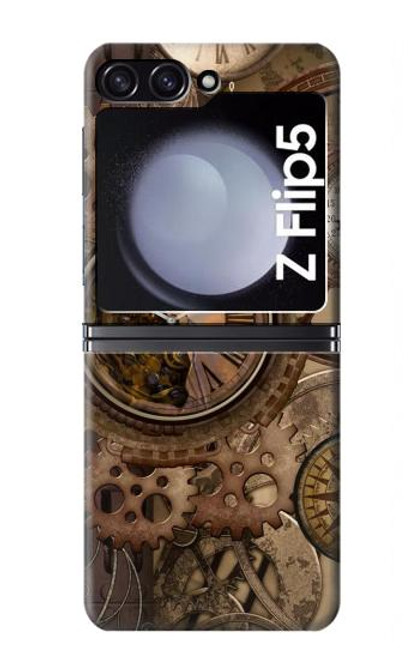 W3927 Compass Clock Gage Steampunk Hülle Schutzhülle Taschen Flip für Samsung Galaxy Z Flip 5