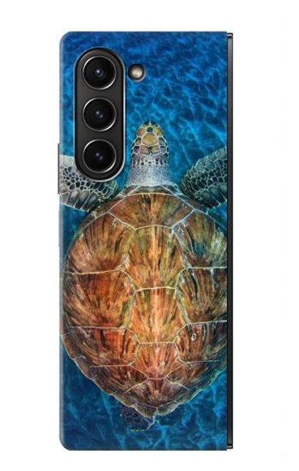 W1249 Blue Sea Turtle Hülle Schutzhülle Taschen Flip für Samsung Galaxy Z Fold 5