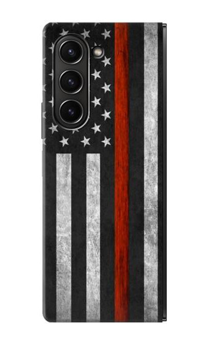 W3472 Firefighter Thin Red Line Flag Hülle Schutzhülle Taschen Flip für Samsung Galaxy Z Fold 5