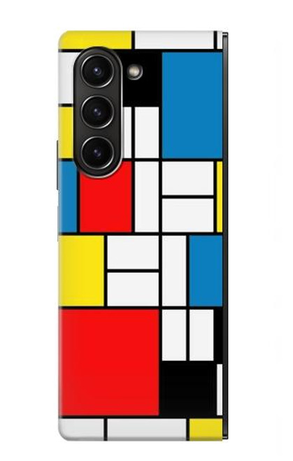 W3814 Piet Mondrian Line Art Composition Hülle Schutzhülle Taschen Flip für Samsung Galaxy Z Fold 5