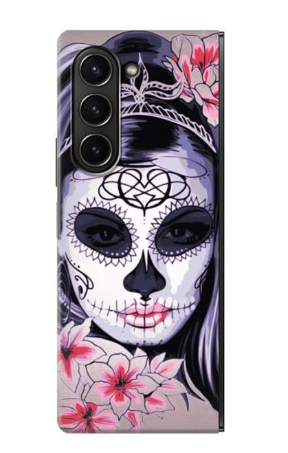 W3821 Sugar Skull Steam Punk Girl Gothic Hülle Schutzhülle Taschen Flip für Samsung Galaxy Z Fold 5