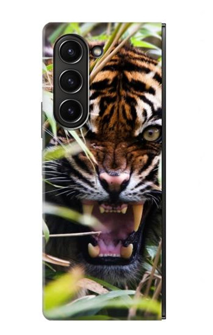 W3838 Barking Bengal Tiger Hülle Schutzhülle Taschen Flip für Samsung Galaxy Z Fold 5