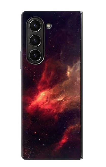 W3897 Red Nebula Space Hülle Schutzhülle Taschen Flip für Samsung Galaxy Z Fold 5