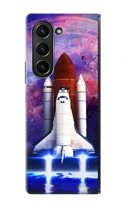 W3913 Colorful Nebula Space Shuttle Hülle Schutzhülle Taschen Flip für Samsung Galaxy Z Fold 5