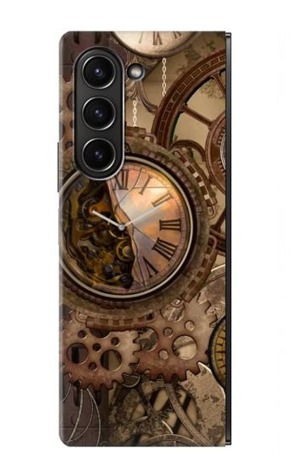 W3927 Compass Clock Gage Steampunk Hülle Schutzhülle Taschen Flip für Samsung Galaxy Z Fold 5