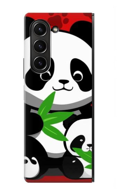 W3929 Cute Panda Eating Bamboo Hülle Schutzhülle Taschen Flip für Samsung Galaxy Z Fold 5