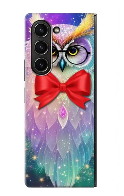W3934 Fantasy Nerd Owl Hülle Schutzhülle Taschen Flip für Samsung Galaxy Z Fold 5