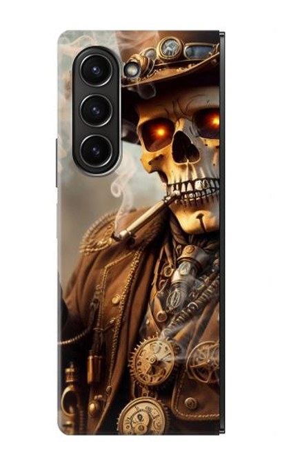 W3949 Steampunk Skull Smoking Hülle Schutzhülle Taschen Flip für Samsung Galaxy Z Fold 5