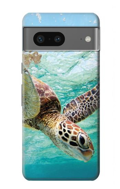 W1377 Ocean Sea Turtle Hülle Schutzhülle Taschen und Leder Flip für Google Pixel 7a