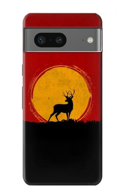 W3513 Deer Sunset Hülle Schutzhülle Taschen und Leder Flip für Google Pixel 7a