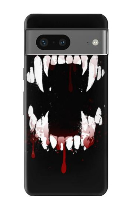W3527 Vampire Teeth Bloodstain Hülle Schutzhülle Taschen und Leder Flip für Google Pixel 7a