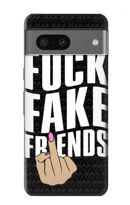 W3598 Middle Finger Fuck Fake Friend Hülle Schutzhülle Taschen und Leder Flip für Google Pixel 7a