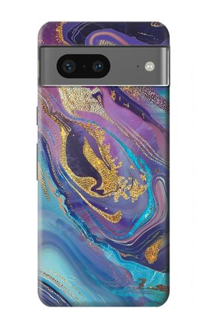 W3676 Colorful Abstract Marble Stone Hülle Schutzhülle Taschen und Leder Flip für Google Pixel 7a