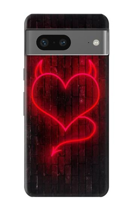 W3682 Devil Heart Hülle Schutzhülle Taschen und Leder Flip für Google Pixel 7a