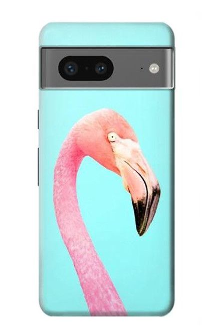 W3708 Pink Flamingo Hülle Schutzhülle Taschen und Leder Flip für Google Pixel 7a