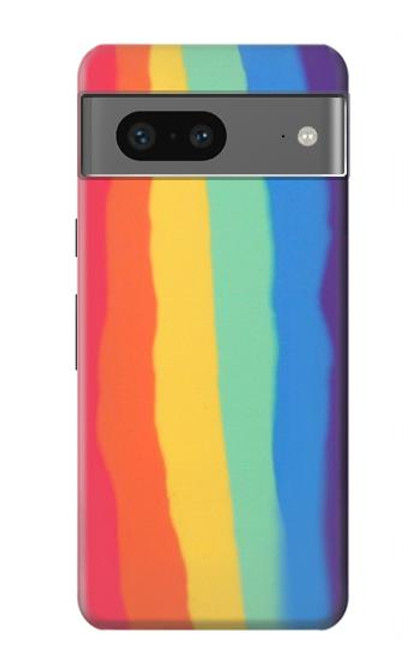 W3799 Cute Vertical Watercolor Rainbow Hülle Schutzhülle Taschen und Leder Flip für Google Pixel 7a