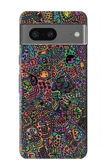 W3815 Psychedelic Art Hülle Schutzhülle Taschen und Leder Flip für Google Pixel 7a