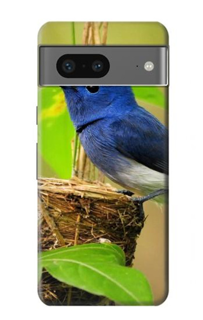 W3839 Bluebird of Happiness Blue Bird Hülle Schutzhülle Taschen und Leder Flip für Google Pixel 7a