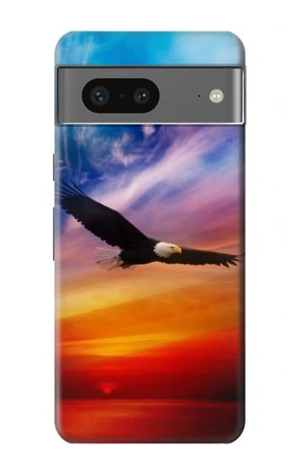 W3841 Bald Eagle Flying Colorful Sky Hülle Schutzhülle Taschen und Leder Flip für Google Pixel 7a