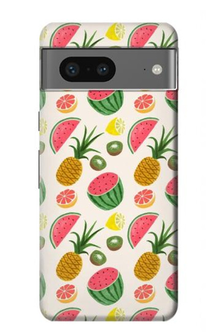 W3883 Fruit Pattern Hülle Schutzhülle Taschen und Leder Flip für Google Pixel 7a