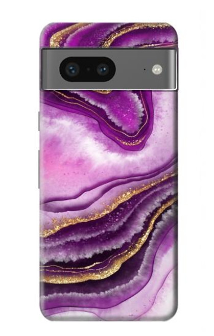 W3896 Purple Marble Gold Streaks Hülle Schutzhülle Taschen und Leder Flip für Google Pixel 7a